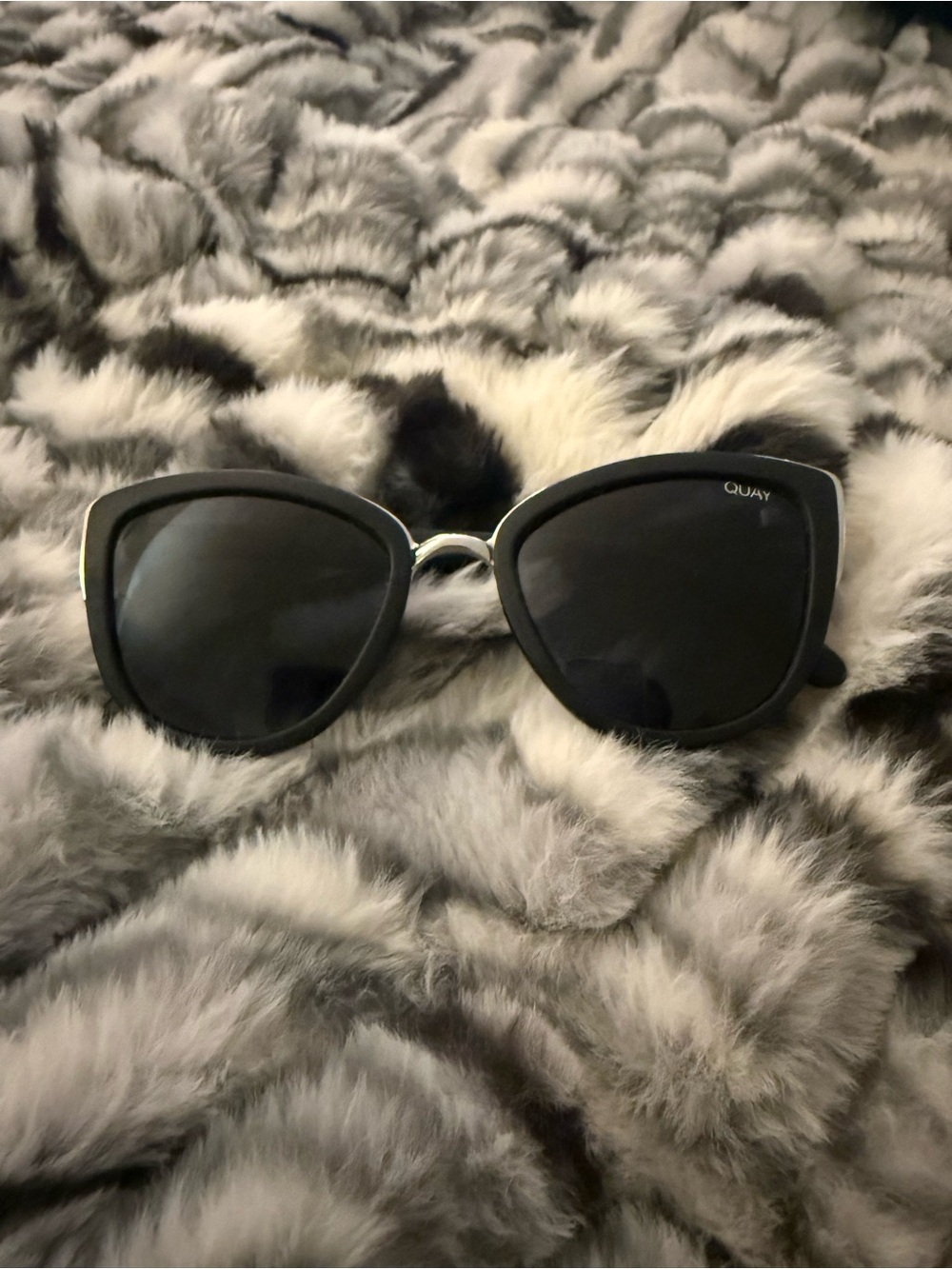 Quay Australia Cat Eye Sunglasses — Black Frames with Dark Lenses